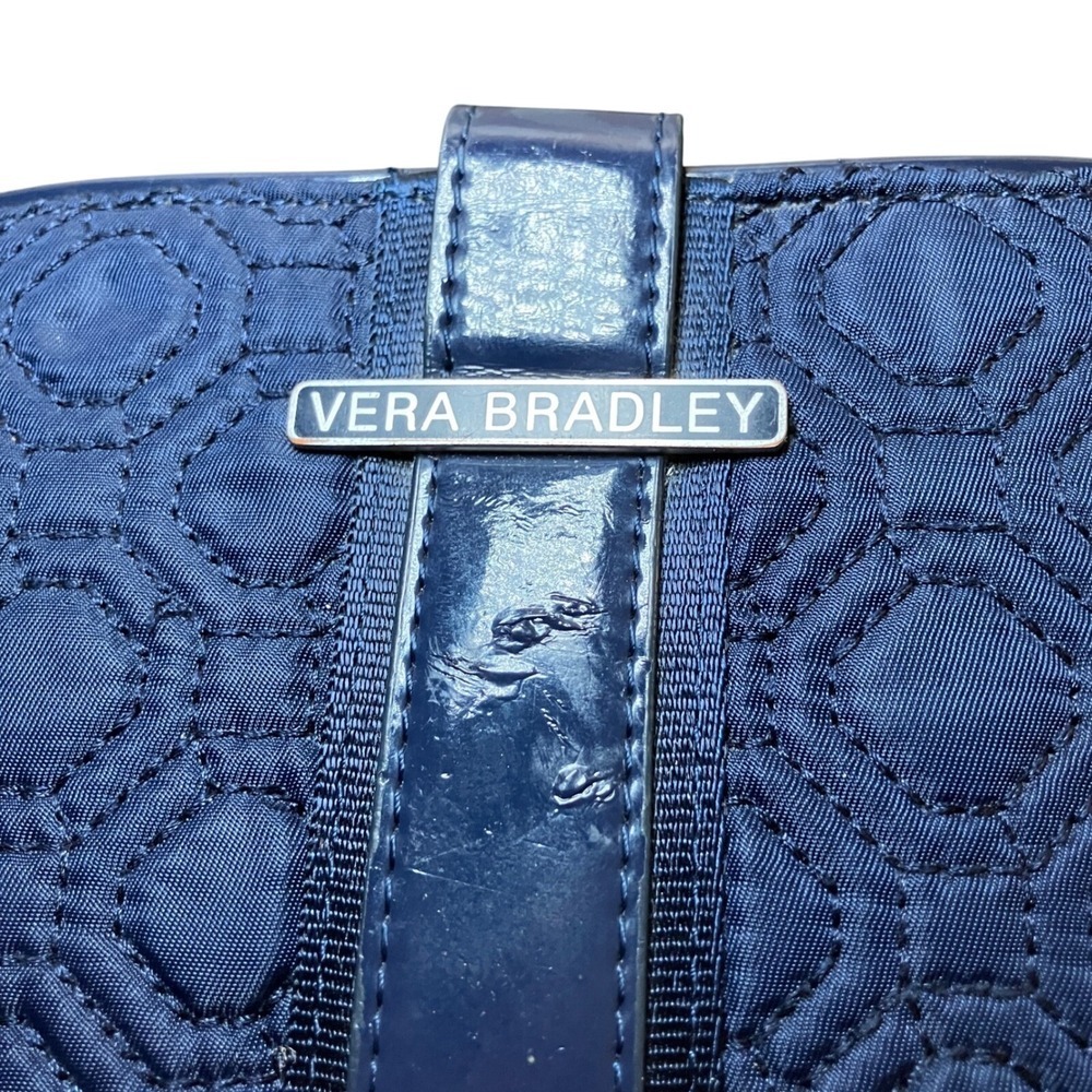 Vera Bradley Navy Quilted Wallet Compact Bifold Snap Closure - Picture 2 of 7